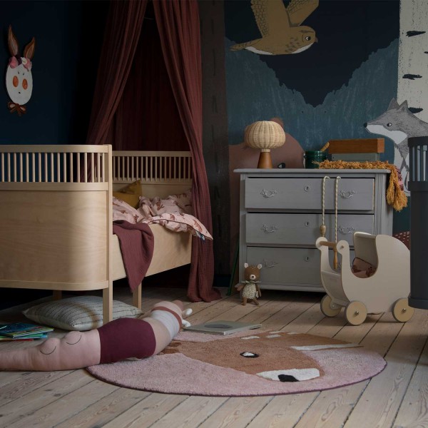 Kinderteppich, gewebt "Twilight der Hirsch" - ø 120 cm (Rosa) von sebra