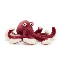Jellycat Kuscheltier Krake "Obbie Octopus" - 27 cm (Dunkelrot/Beige)