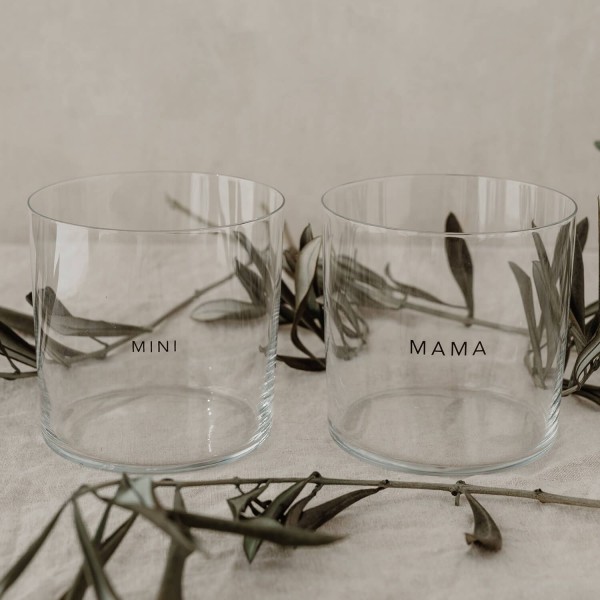 Trinkglas "Mama & Mini" im 2er-Set - 350 ml (Transparent) von Eulenschnitt