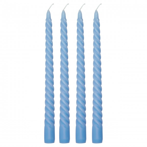 GreenGate Kerzen im 4er-Set (Pale Blue/Gerillt)