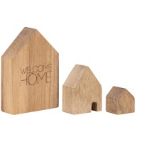 Holzhäuser Set "LIVING - Welcome" - 9,5x6,5x2,5 cm (Natur) von räder Design