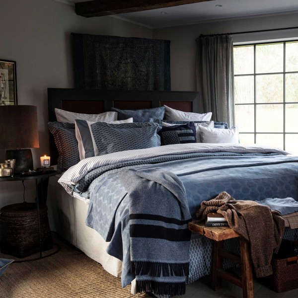 Bettdeckenbezug aus Baumwollsatin "Streifen" - 135x200 cm (Blau/Weiß) von Lexington