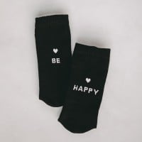 Socken "be happy" (Schwarz) von Eulenschnitt
