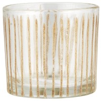 Ib Laursen Kerzenhalter mit eingravierten Streifen - ø 7 cm (Transparent/Gold)