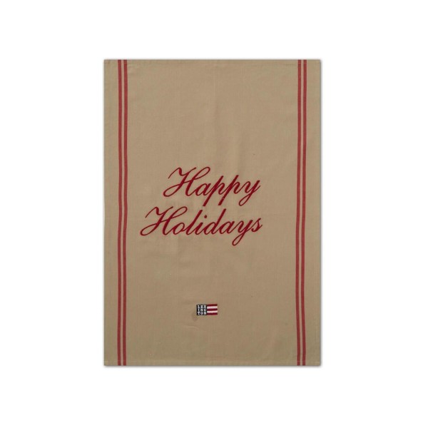 Geschirrtuch "Happy Holidays" - 50x70 cm (Beige/Rot) von Lexington