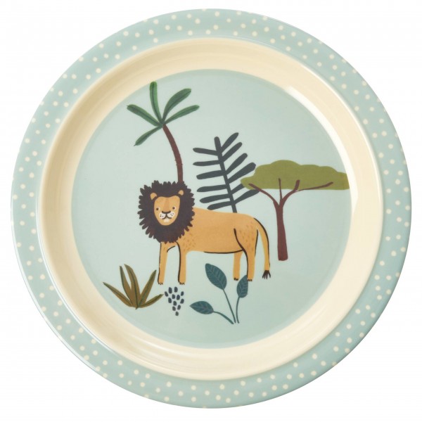 rice Melamin Speiseteller für Kinder "Jungle Animals" (Blau)