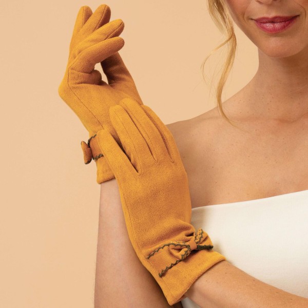 Powder Handschuhe aus Wildlederimintat "Fenella" (Mustard)