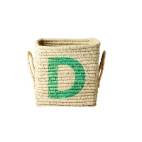 rice Aufbewahrungskorb aus Raffia "Buchstaben - D" - Klein/Quadratisch