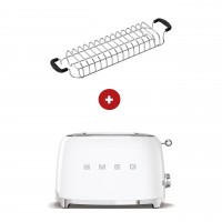 smeg Set - 2-Schlitz-Toaster kompakt (Weiß) mit Röstaufsatz