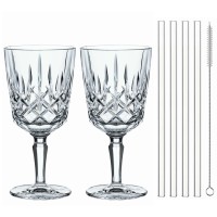 Nachtmann Cocktail-/Weinglas "Noblesse" - 2er-Set mit 4 Glastrinkhalmen