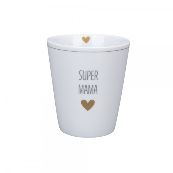 Krasilnikoff Happy Mug "Super Mama" (Weiß / Gold)