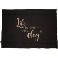 Hundematte "Life is better..." - 120x80 cm (Anthrazit) von David Fussenegger