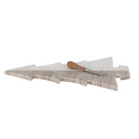 Bloomingville Serviertablett "Malalai" Tanne mit Messer (Braun/Weiß)