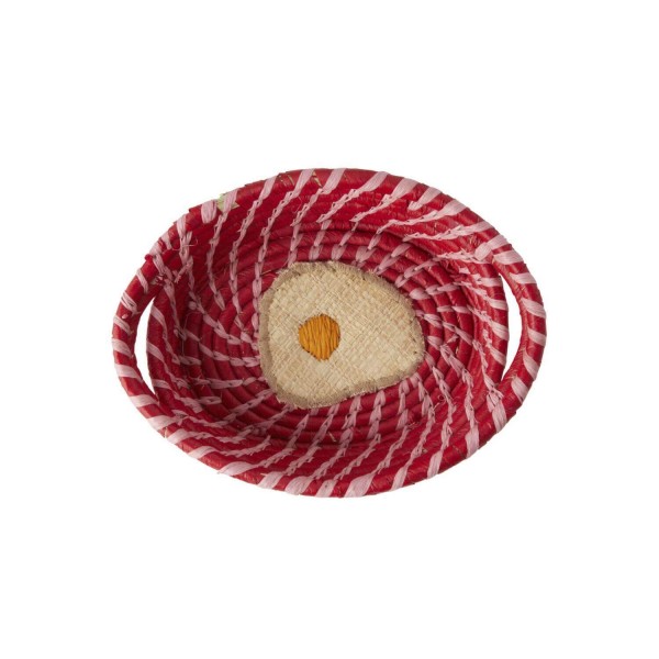 rice Körbchen aus Raffia "Fried egg/Spiegelei" - Oval (Rot)
