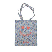 rice Einkaufstasche "FLOWER & Happy Earth Print" (Blau)