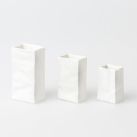 Mini-Vase "Porzellantüte" im 3er-Set - 11x5,5x10 cm (Weiß) von räder Design