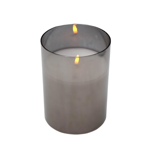 LED-Kerze im Glas - 15x20 cm (Grau/Weiß) von Voß