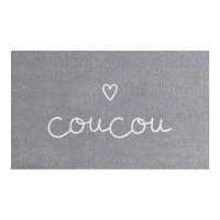 Waschbare Fußmatte "Coucou" - 45x75 cm (Grau/Weiß) von Eulenschnitt