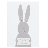 Tierische Babykarte "Hase - Herzlich Willkommen" - 18x12,5 cm (Weiß) von räder Design