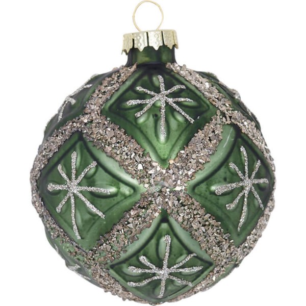 GreenGate Weihnachtskugel mit Glitzer "Diamond" Grün