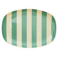 rice Melamin Platte rechteckig "Stripes" (Grün)