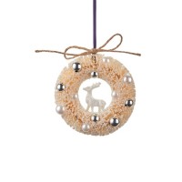 Weihnachtsanhänger "Kranz mit Hirsch" (Weiß) - 10cm von Gift Company