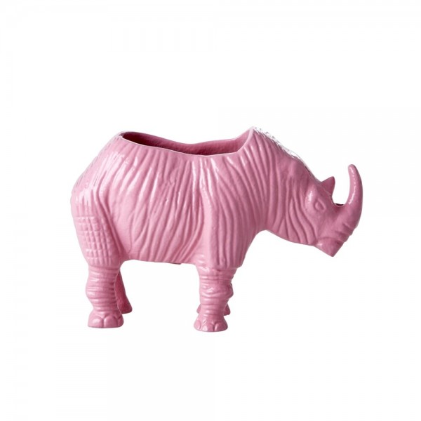rice Blumentopf aus Metall "Rhino/Nashorn" - Klein (Pink)