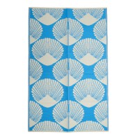 rice Teppich aus recyceltem Kunststoff "Sea Shell" - 180x120 cm (Blau)