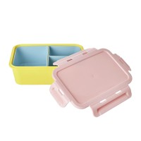 rice Brotdose mit 3 Fächern - 21x14x7,5 cm (Soft Pink/Gelb)