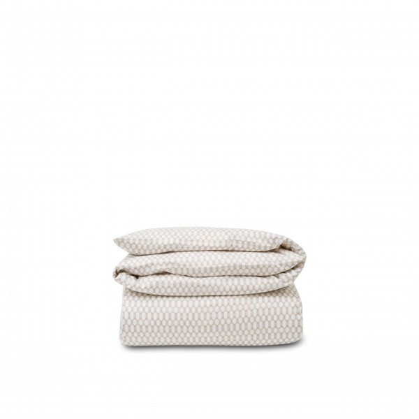 Bettdeckenbezug aus Baumwollsatin "Wabe" - 135x200 cm (Beige/Weiß) von Lexington