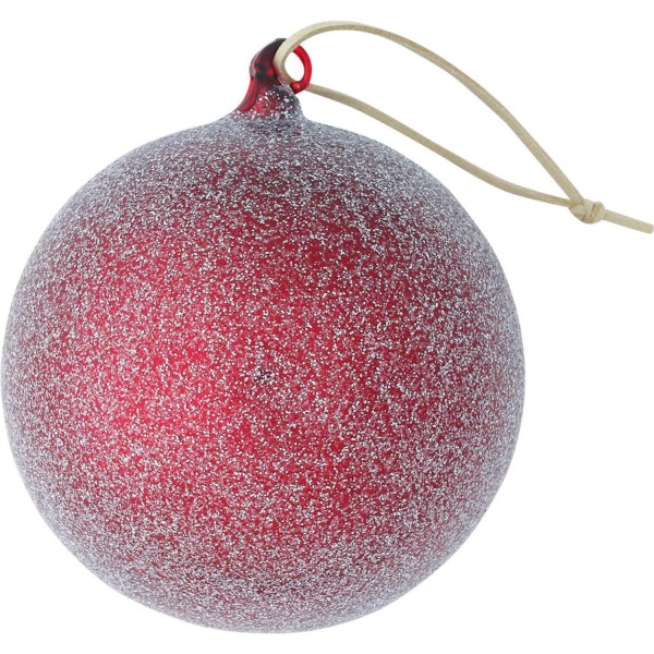 GreenGate Weihnachtskugel mit Glitzer "Winter" - Groß (Rot)