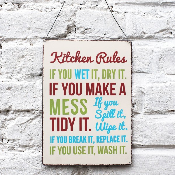 Metallschild "Kitchen Rules" von Rex LONDON