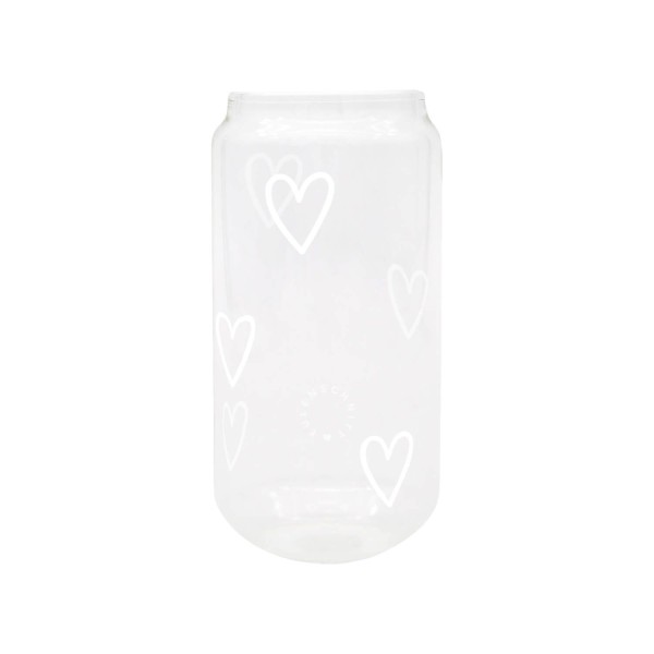 Trinkglas hoch "Herzen" - 500 ml (Transparent) von Eulenschnitt