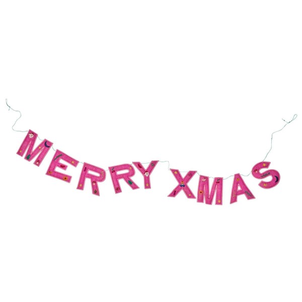 rice Weihnachtsgirlande "HAPPY XMAS" (Pink)