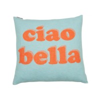 Kissenhülle "SILVRETTA - Ciao Bella" - 50x50 cm (Hellblau/Orange) von David Fussenegger
