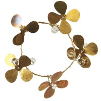 Ib Laursen Serviettenring mit Messingblumen und Glasperlen - ø 5 cm (Gold)