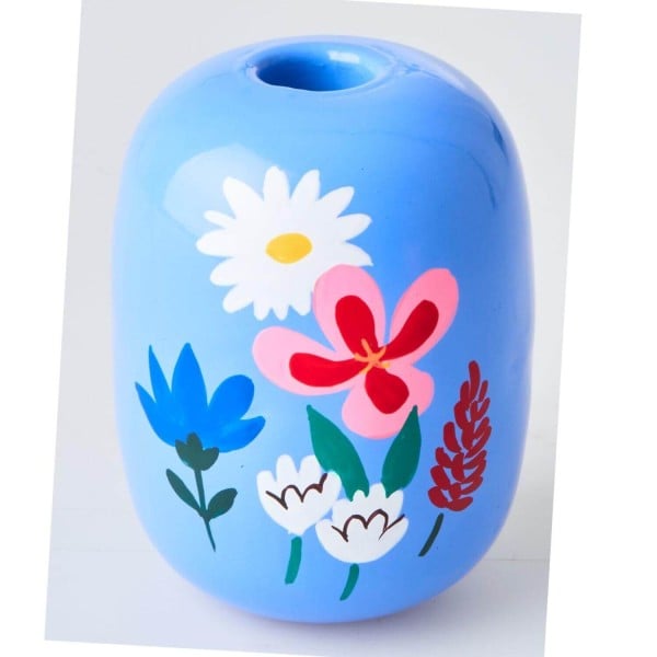 rice Kerzenständer "Handgemalte Blumen" (Gendarme Blue)