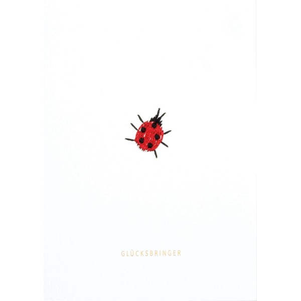 Bunte Stickereikarte "Glücksbringer" (Weiß/Rot) von räder Design