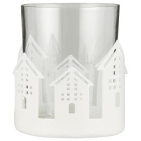 Ib Laursen Kerzenhalter mit Häusern - ø 7 cm (Weiß/Transparent)