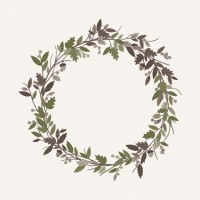 Ib Laursen Papierserviette "Autumn Wreath" - 33x33 cm (Weiß)