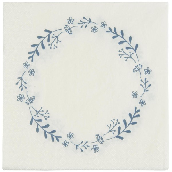 Ib Laursen Papierservietten mit blauem Blumenkranz - 50 Stück (Blau)