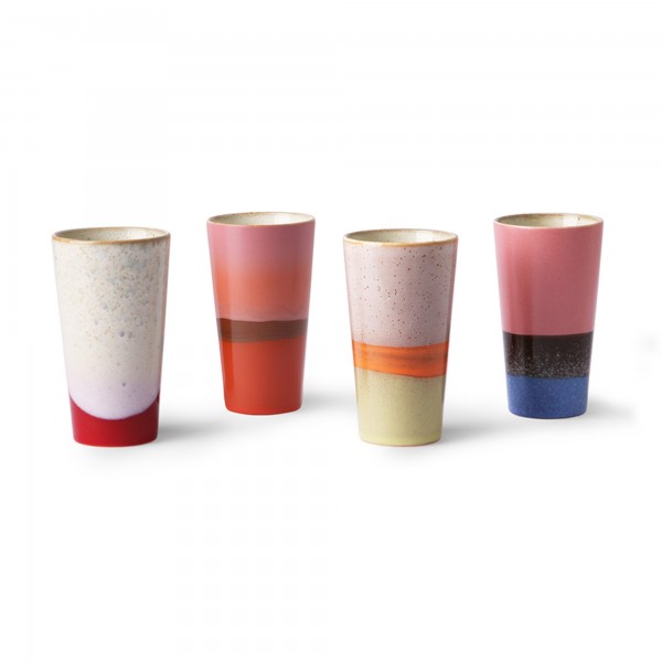 Latte Macchiato-Tasse ohne Henkel im 4er-Set "70s ceramics" von HKliving