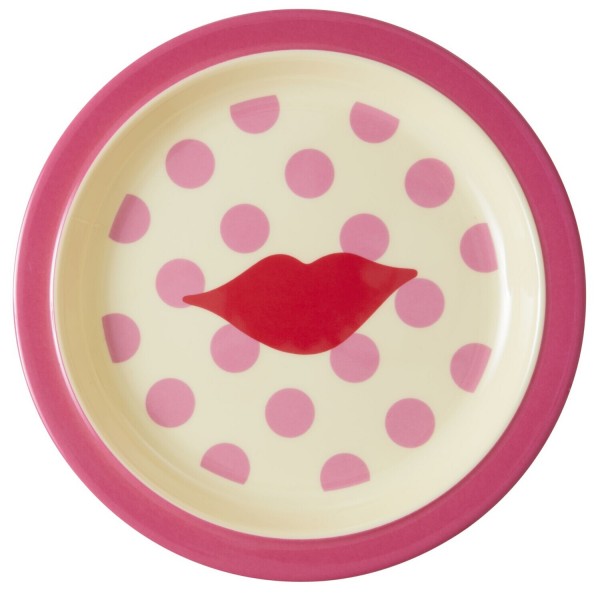 rice Melamin Kinder-Essteller "Kiss/Kuss" (Pink/Rot)