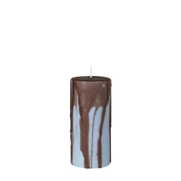 Getauchte Kerze "Drip" - 15 cm (Kaffeebraun/Hellblau) von Broste Copenhagen