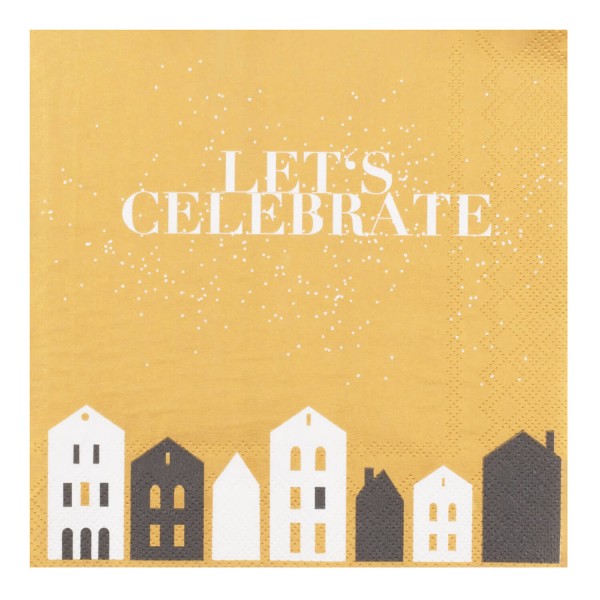 Papierservietten "DINING - Let's celebrate" - 33x33 cm (Gold) von räder Design