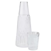 Stelton Glas-Karaffe (1l) "Pilastro" mit Trinkglas (250ml)