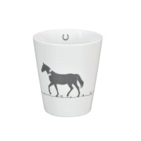 Krasilnikoff Happy Mug "Pferd" (Weiß/Grau)