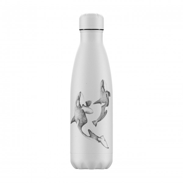 CHILLY'S Bottle Isolierflasche "Sea Life - Orca" - 500 ml (Creme)