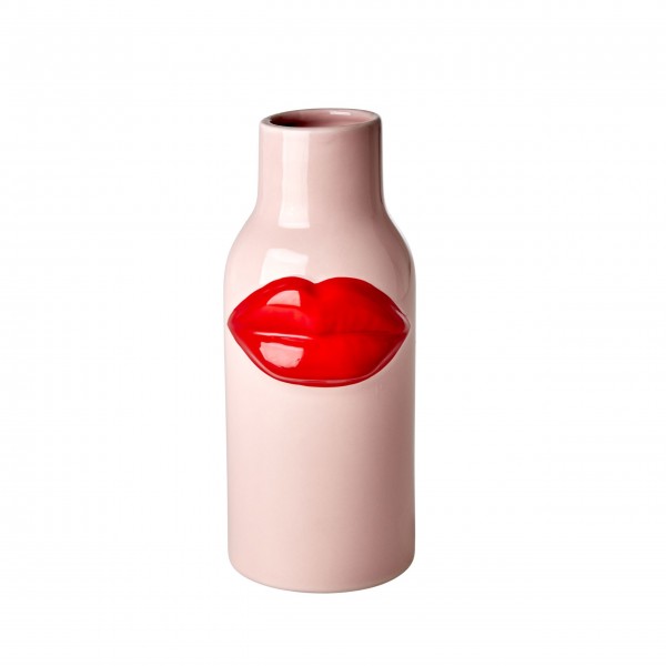 rice Vase aus Keramik "Lips - Lippen" - Groß (Rosa/Rot)