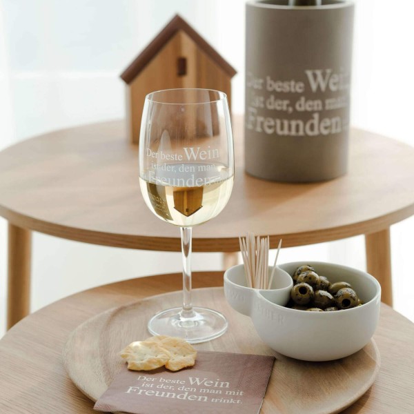 Weinglas "DINING - Der beste Wein" - 8,5x22 cm (Transparent) von räder Design